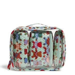 🆕VERA BRADLEY Toasty Teddies 4pc Cosmetic Set Zipper Travel Organization Storage